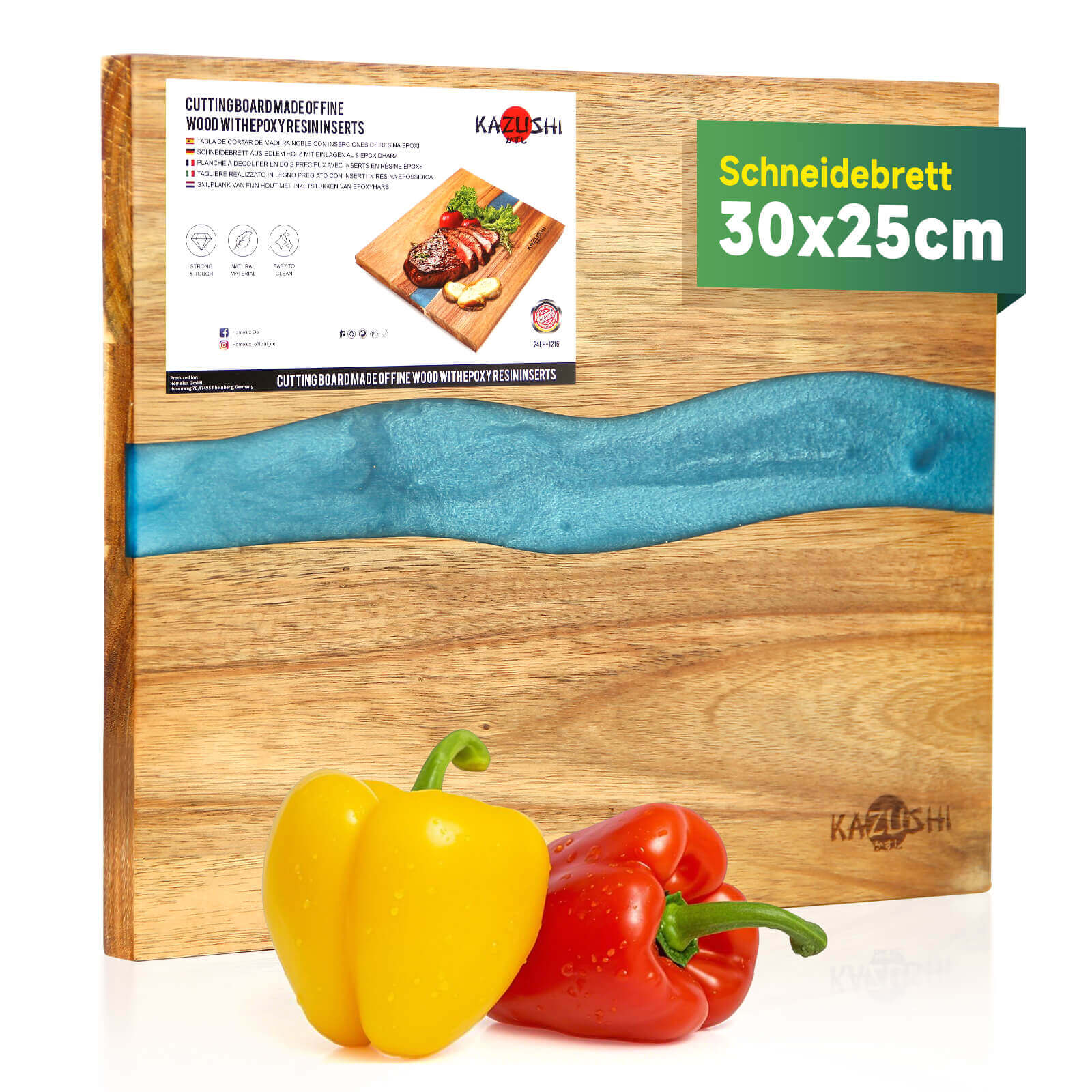 Schneidebrett 30x25 cm – Natürliches Bambus-Epoxy-Schneidebrett für Stil und Funktionalität - Image 8