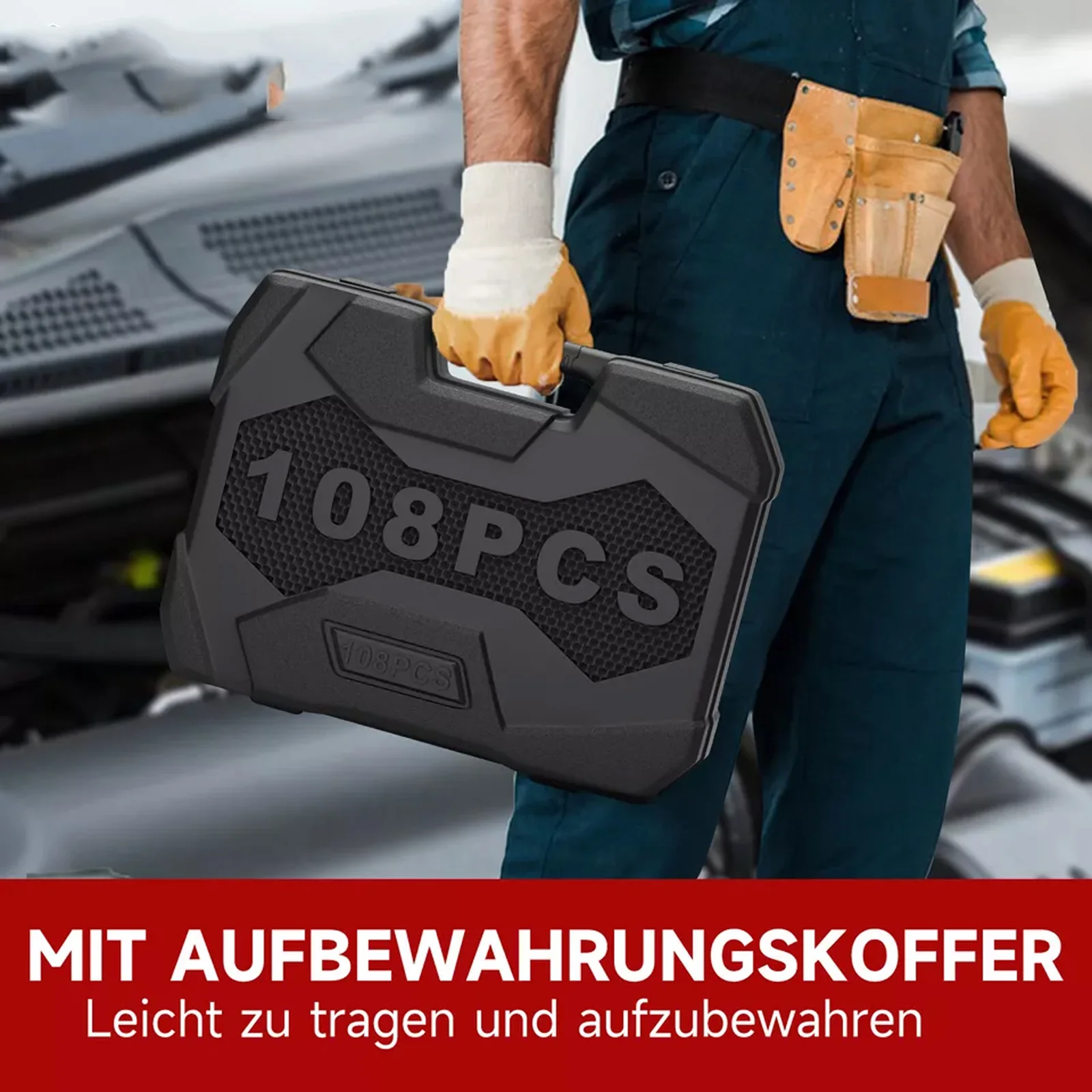 Set von 108teiligen Steckschlüsseln in einem Ratschenkasten, einschließlich 1/4" und 1/2", mit Werkzeugtasche - Image 7
