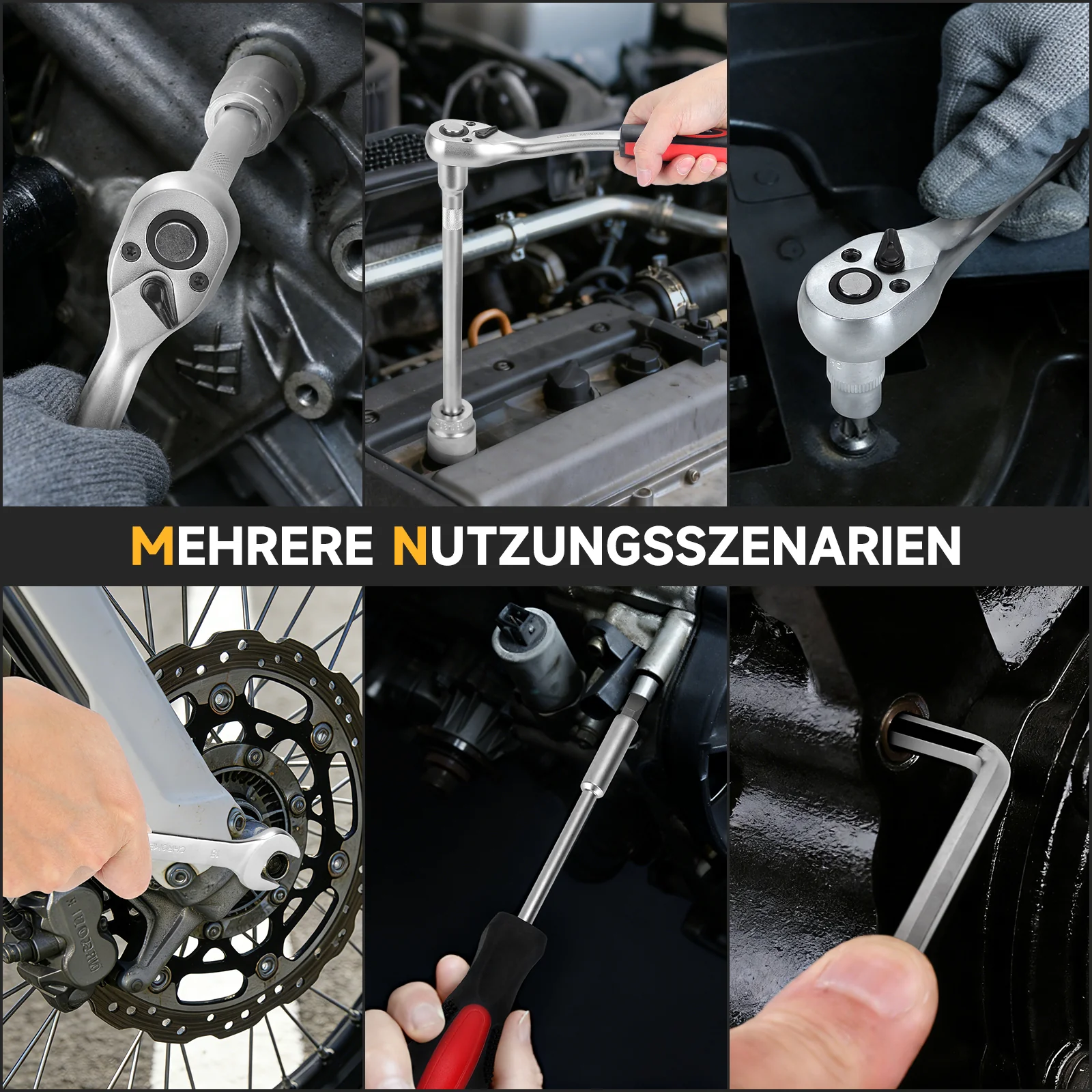 Steckschlüsselsatz 215-tlg. Knarrenkasten 1/4 3/8 1/2 Zoll Chrom-Vanadium Werkzeugkoffer Kfz Reparatur Set - Image 5