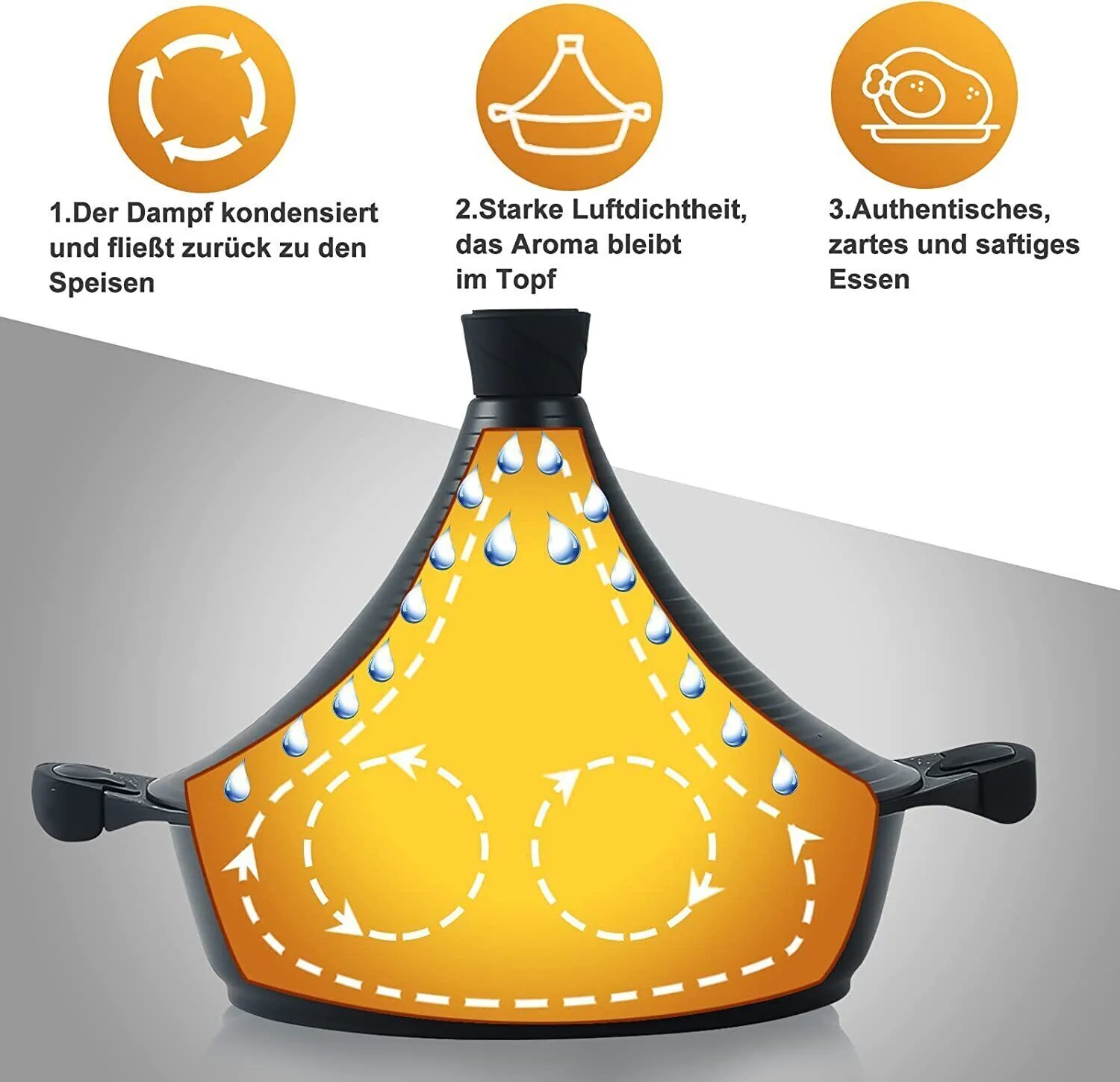 Scheffler Tajine-Topf – Marokkanische Tajine 28 cm Antihaftbeschichtung aus Aluminium mit konischer Form - Image 6