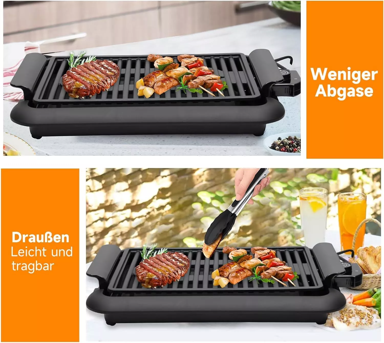 Scheffler Elektrogrill 1200W Balkon & tragbar, rauchfrei. BBQ Grill 38x25cm Schnellheizung sicheres Kochen konstante Temperatur leicht zu reinigen - Image 5