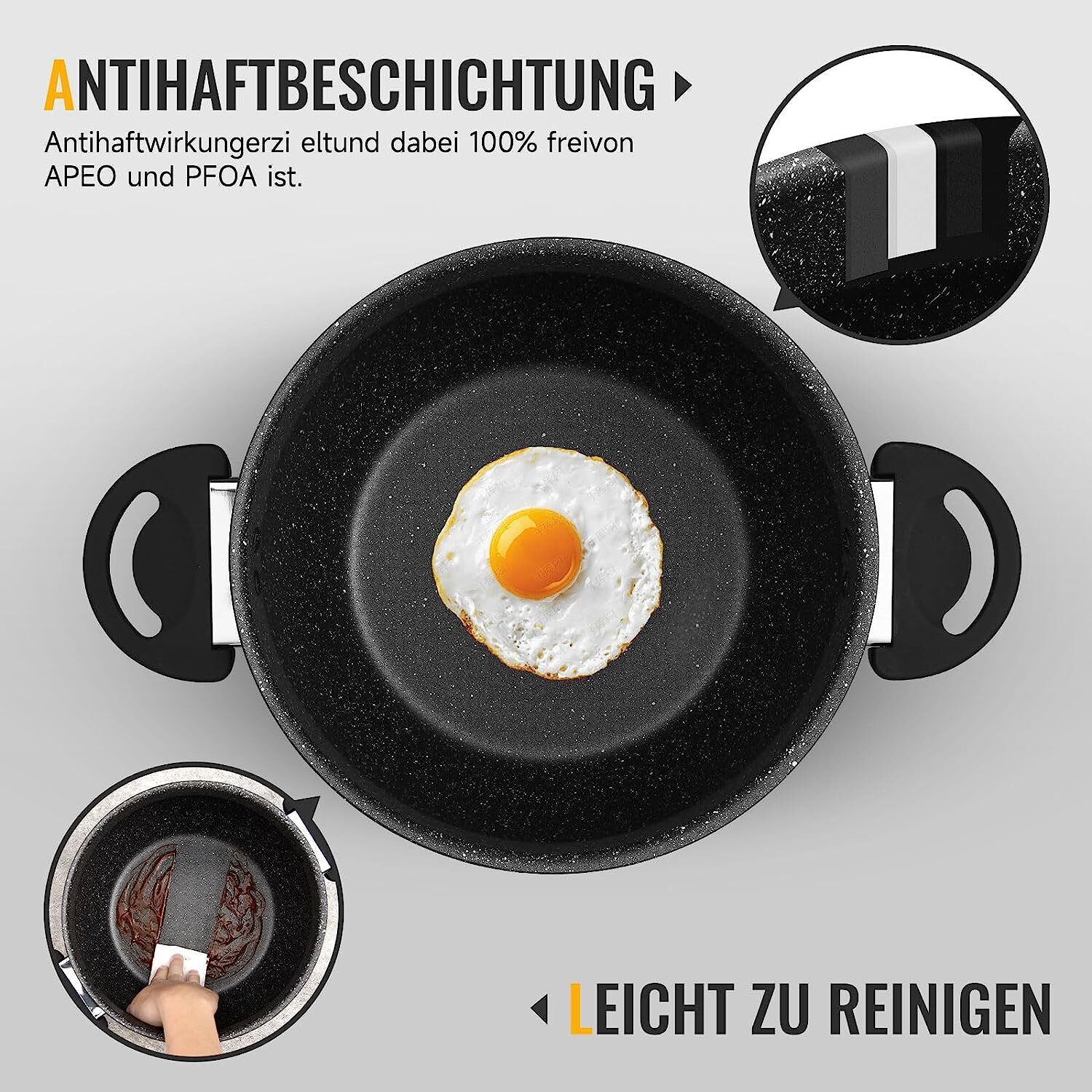 Töpfe Induktions Kochtopf mit Deckel, Antihaftbeschichtung, für alle Herdarten - Image 5