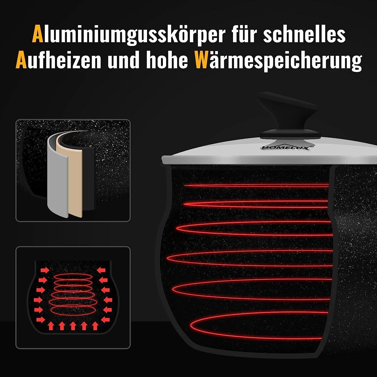 Töpfe Induktions Kochtopf mit Deckel, Antihaftbeschichtung, für alle Herdarten - Image 7
