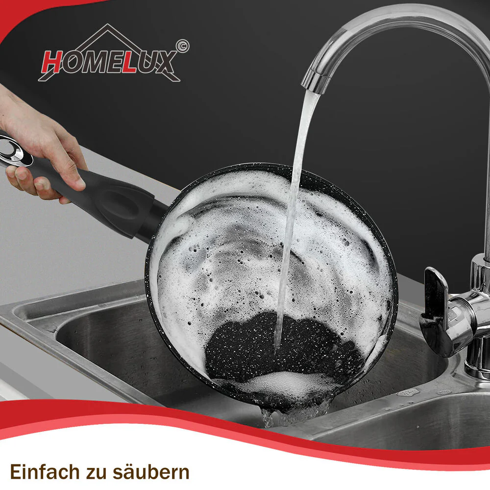 10-teiliges Topf und Pfannenset mit Antihaft-Marmor-Beschichtung. Homelux Langlebiges Aluminium-Dualble-Kochgeschirr induktionsgeeignet - Image 7