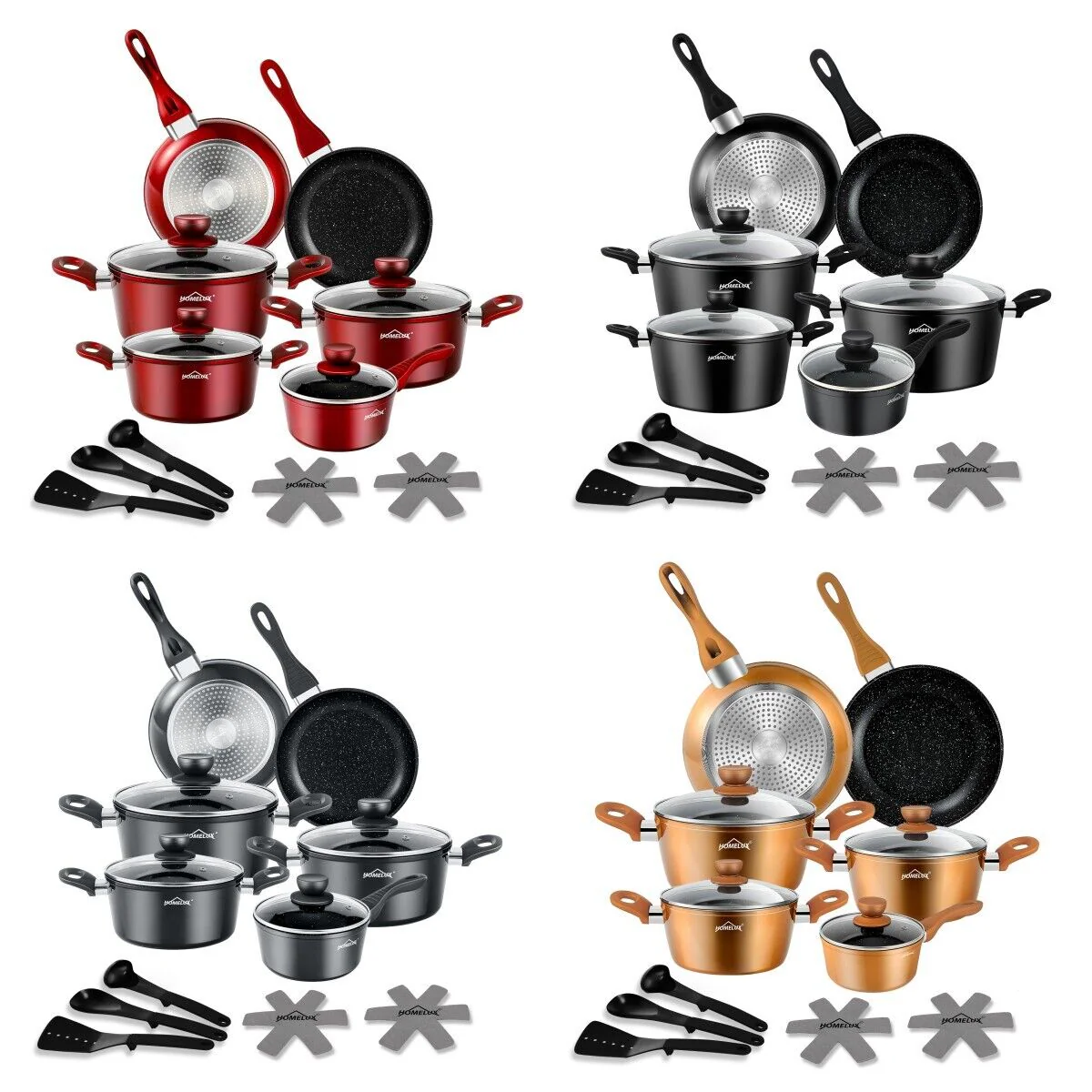 15tlg Topfset Induktions Töpfe Set Antihaft-beschichtete Aluminium KochtopfSet Homelux Töpfe Set - Image 3