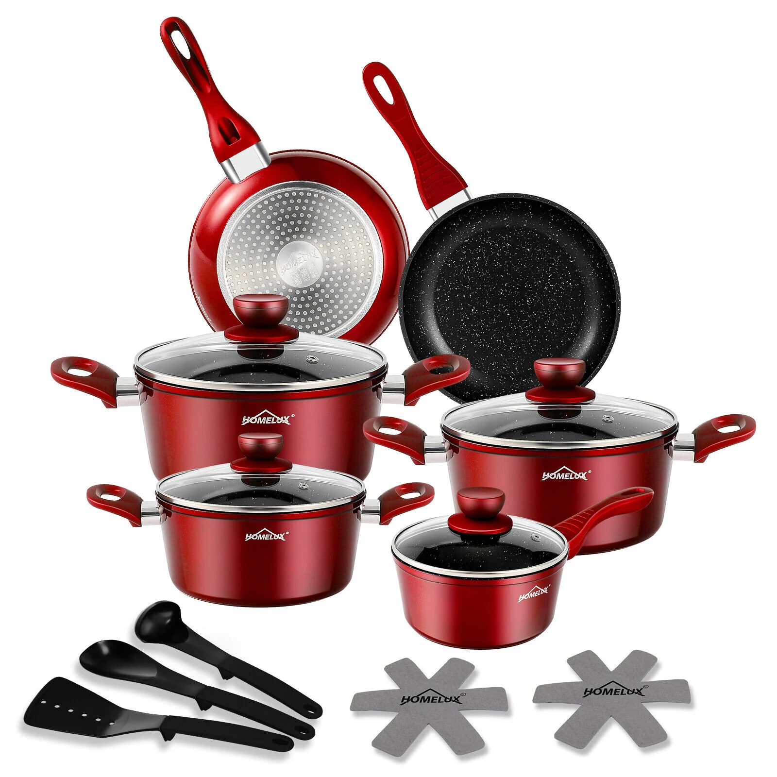 15tlg Topfset Induktions Töpfe Set Antihaft-beschichtete Aluminium KochtopfSet Homelux Töpfe Set - Image 4