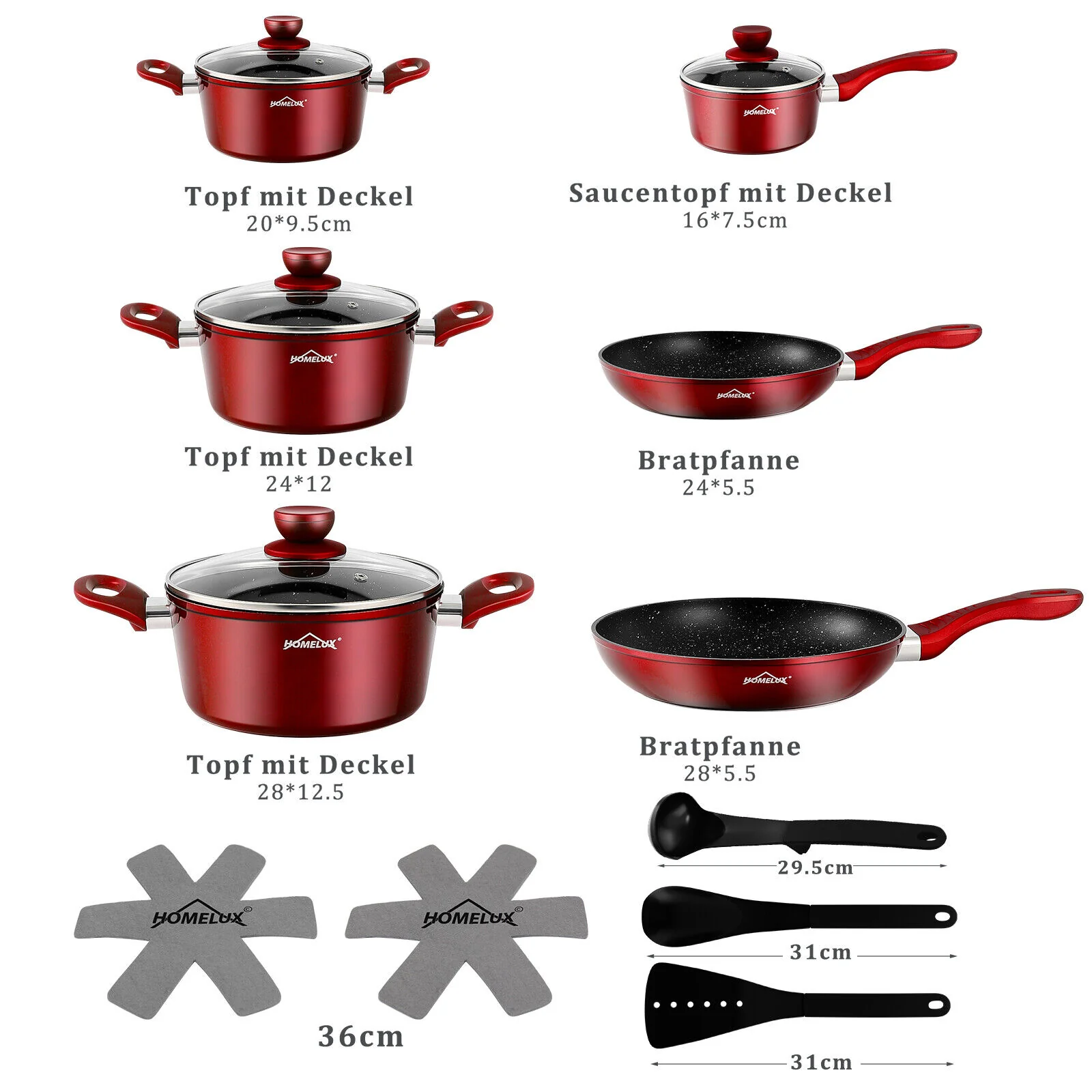 15tlg Topfset Induktions Töpfe Set Antihaft-beschichtete Aluminium KochtopfSet Homelux Töpfe Set - Image 5