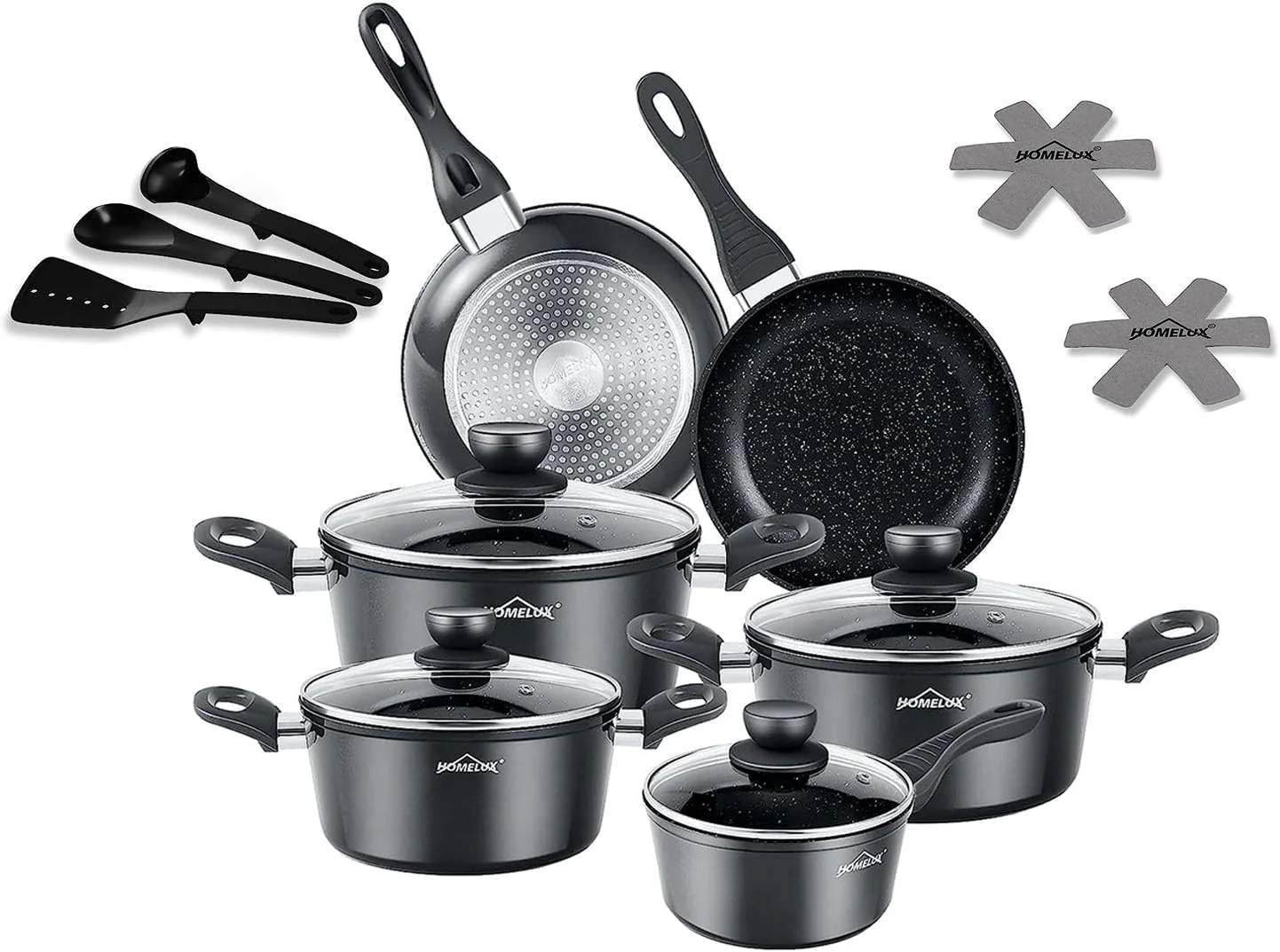 10tlg Induktions-Töpfe Set Homelux KoHerdartenchtopfset aus Aluminiumguss mit Antihaftbeschichtung, inkl. Deckel. PFOA frei, für alle - Image 13