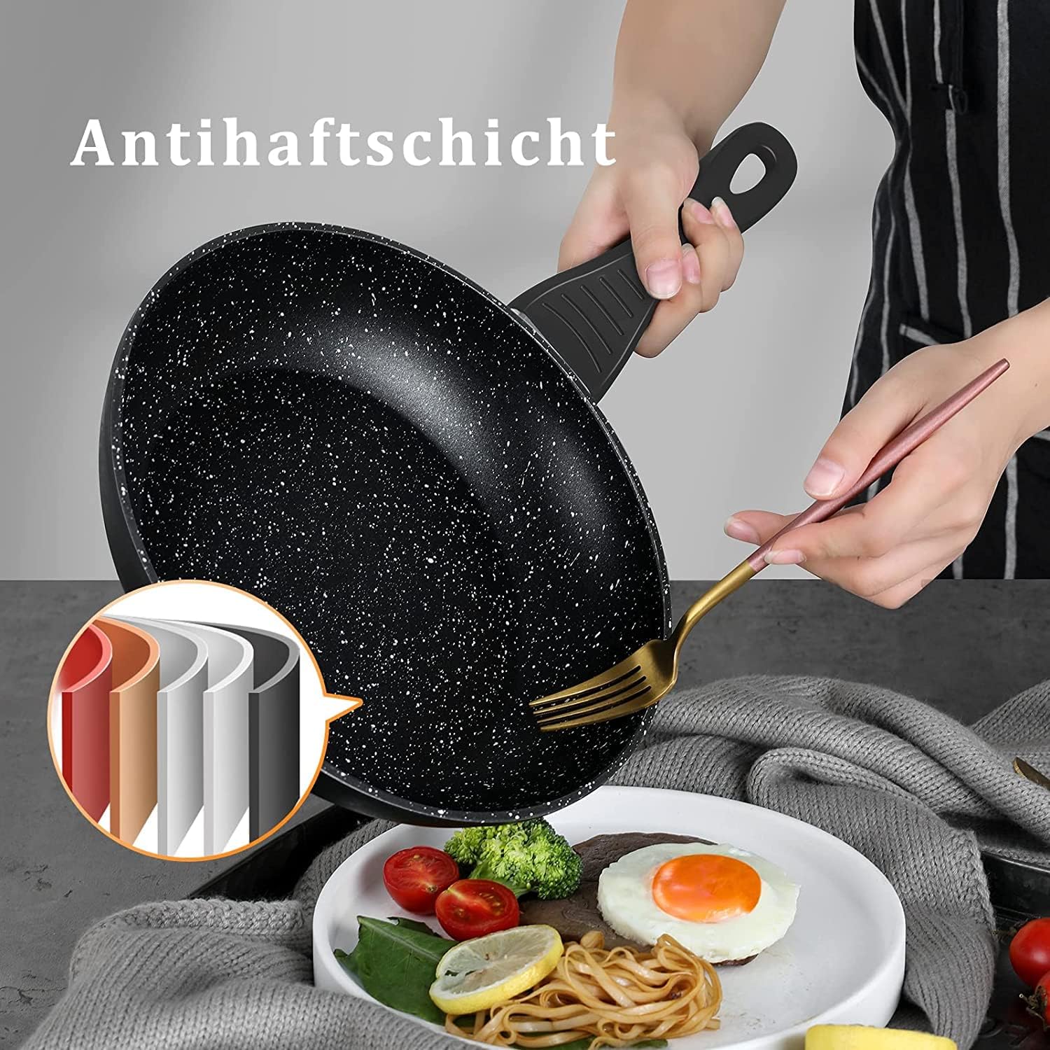 10tlg Induktions-Töpfe Set Homelux KoHerdartenchtopfset aus Aluminiumguss mit Antihaftbeschichtung, inkl. Deckel. PFOA frei, für alle - Image 18