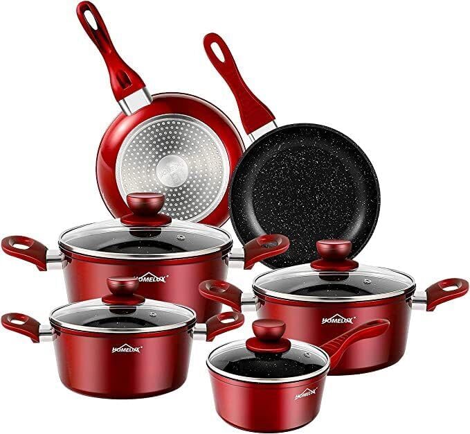 10tlg Induktions-Töpfe Set Homelux KoHerdartenchtopfset aus Aluminiumguss mit Antihaftbeschichtung, inkl. Deckel. PFOA frei, für alle - Image 8