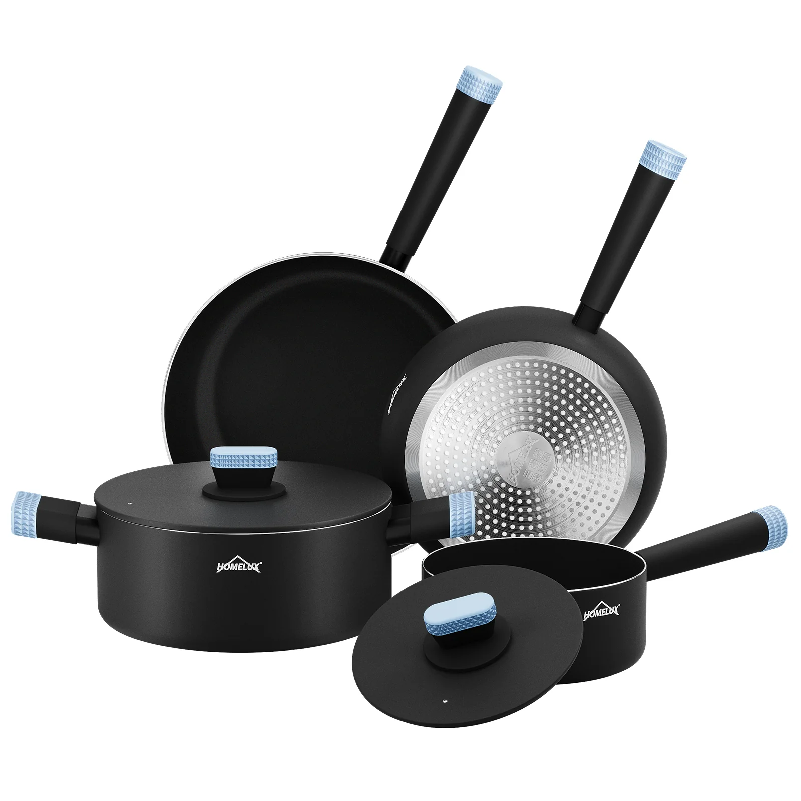 Topfset Homelux Topfset induktion Kochtopf Set 6-teilig Pfannenset mit Deckel Antihaftbeschichtung, für Induktion Kochtopf set Schwarz - Image 3