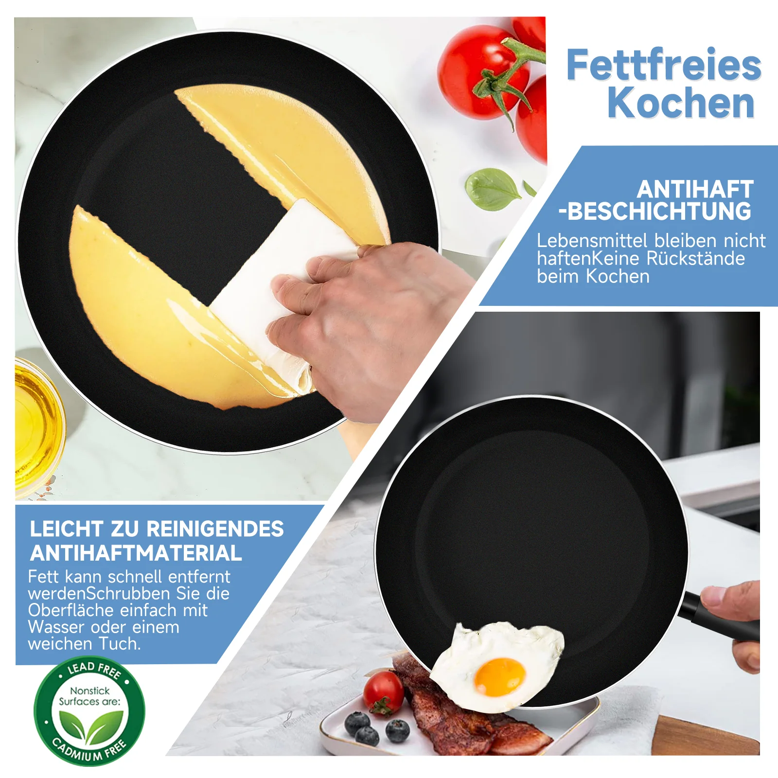Topfset Homelux Topfset induktion Kochtopf Set 6-teilig Pfannenset mit Deckel Antihaftbeschichtung, für Induktion Kochtopf set Schwarz - Image 5