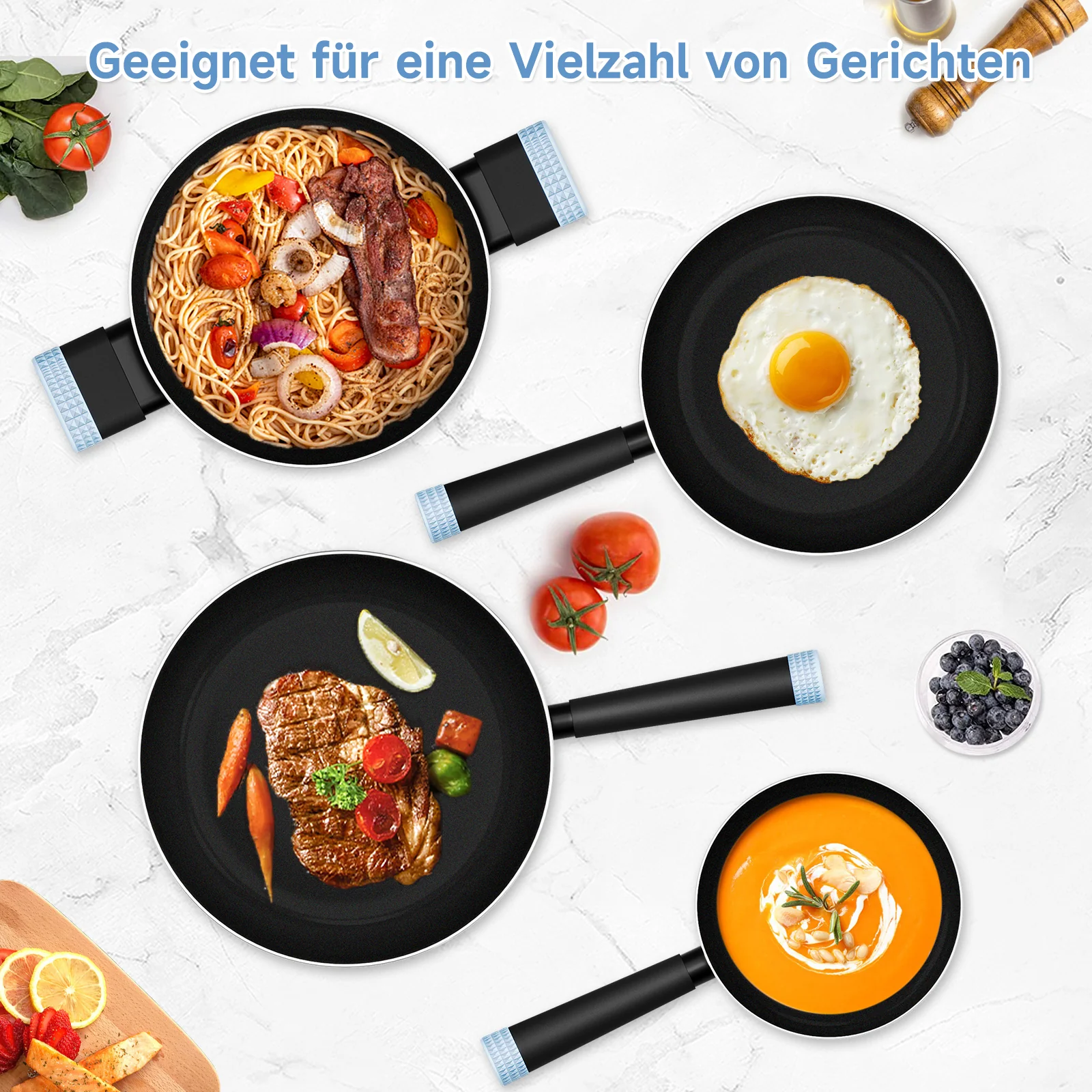 Topfset Homelux Topfset induktion Kochtopf Set 6-teilig Pfannenset mit Deckel Antihaftbeschichtung, für Induktion Kochtopf set Schwarz - Image 7