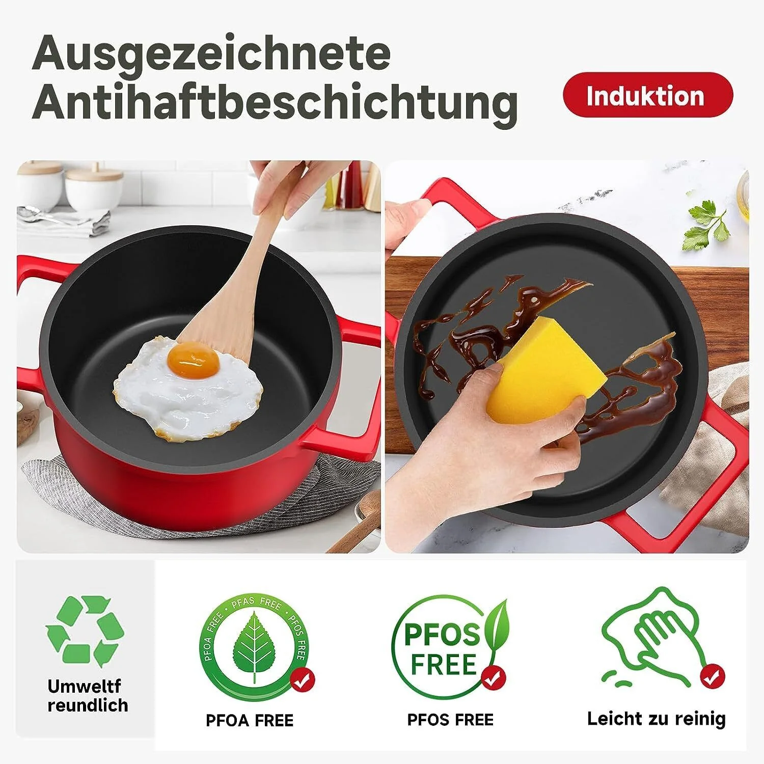 Topfset Induktions 20&24&28cm Kochtopf, Antihaftbeschichtung, für alle Herdarten - Image 3