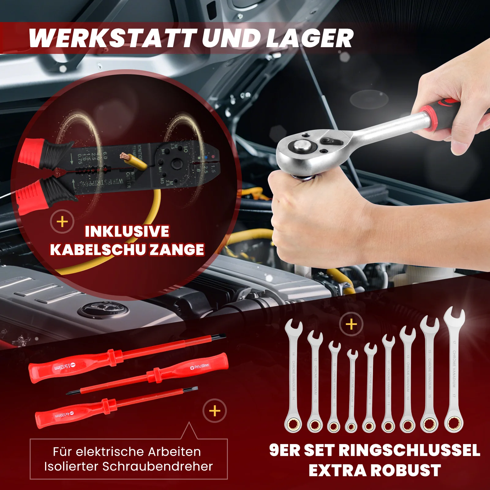 Werkzeugkoffer 599-tlg, Aluminiumkoffer, vielseitiges Werkzeugset für Werkstatt & Haushalt - Image 5