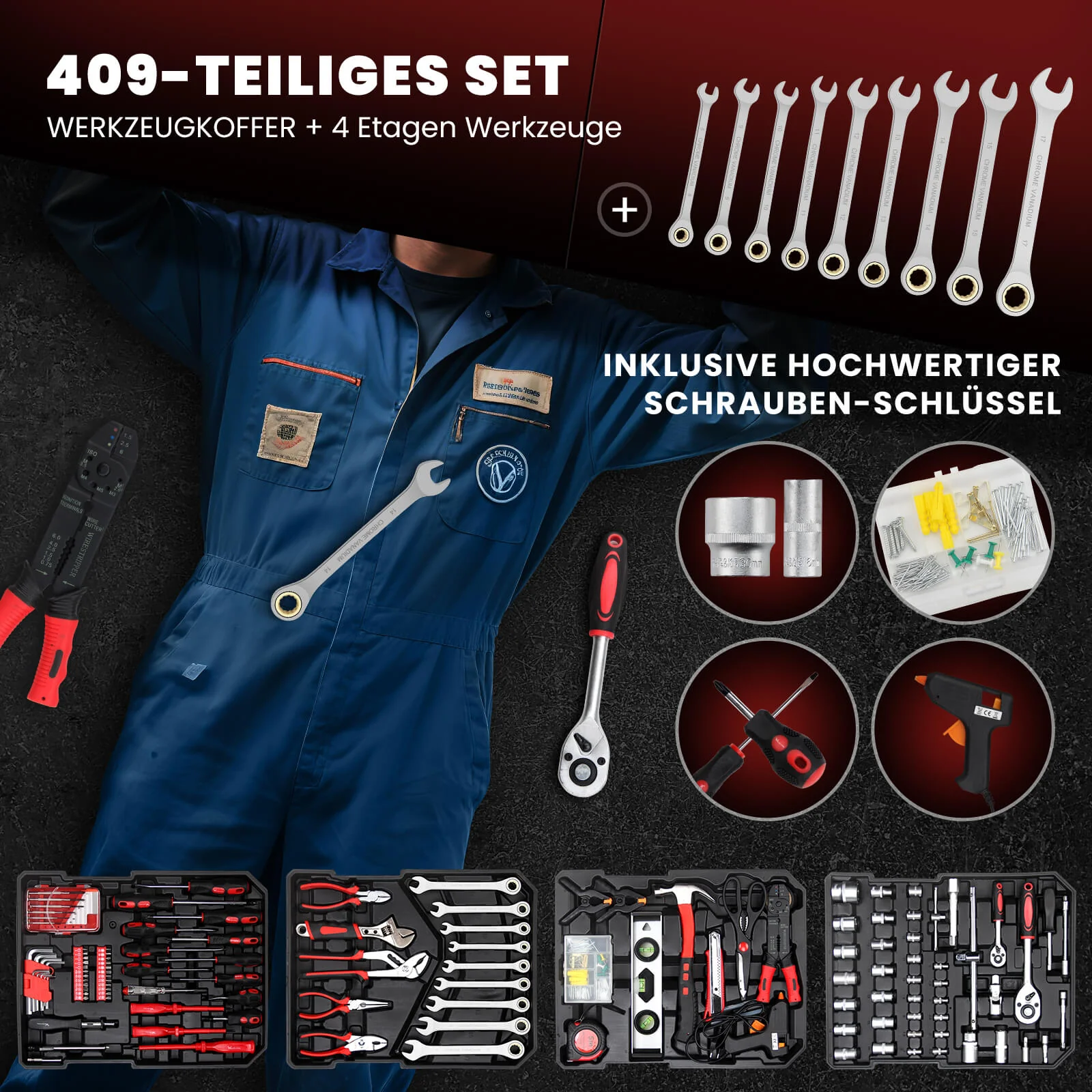 409-Teiliges Universal Werkzeugset mit Aluminiumkoffer - Image 4
