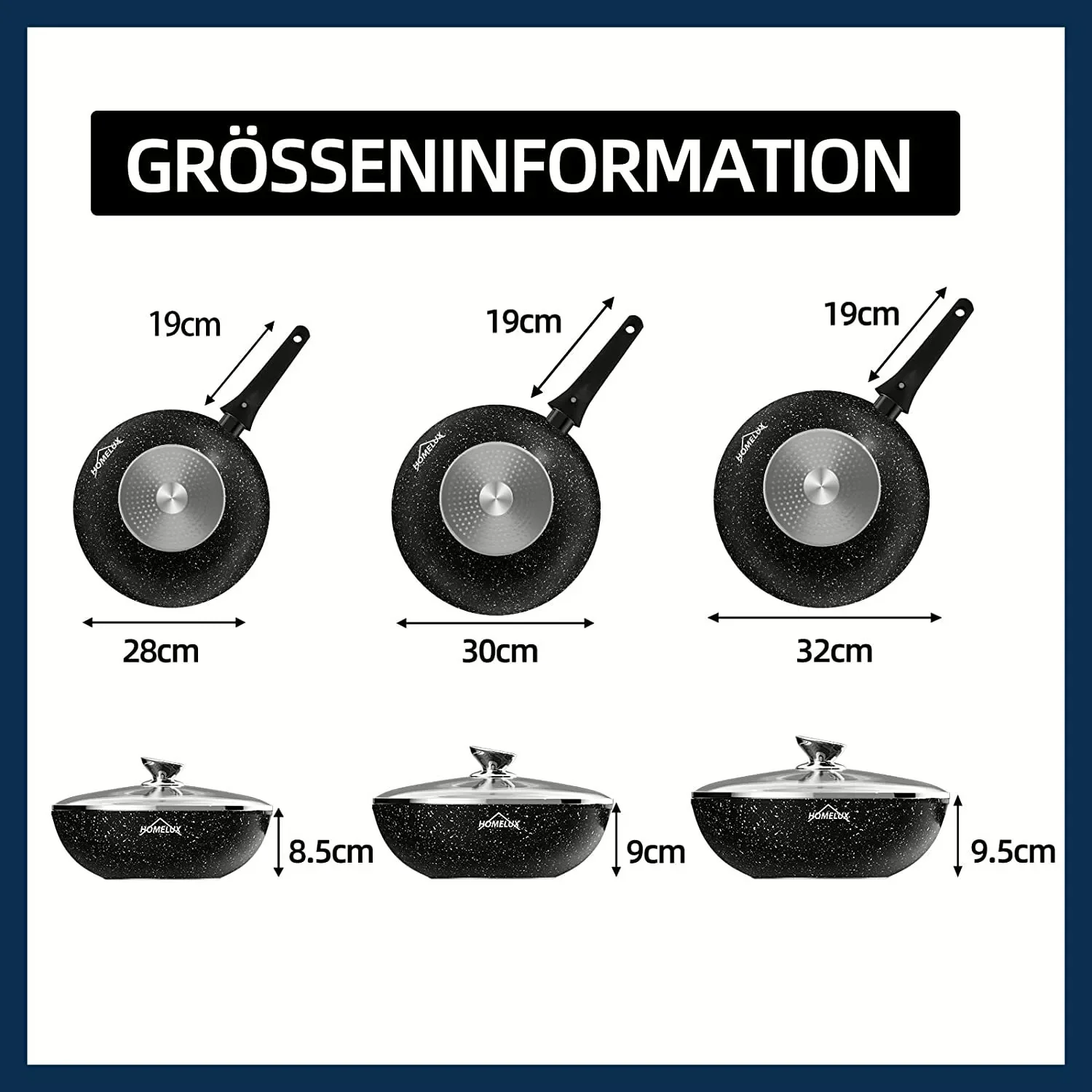 Wokpfanne Induktion Abnehmbarer Griff Deckel 28 30 32 cm Antihaft - Image 2
