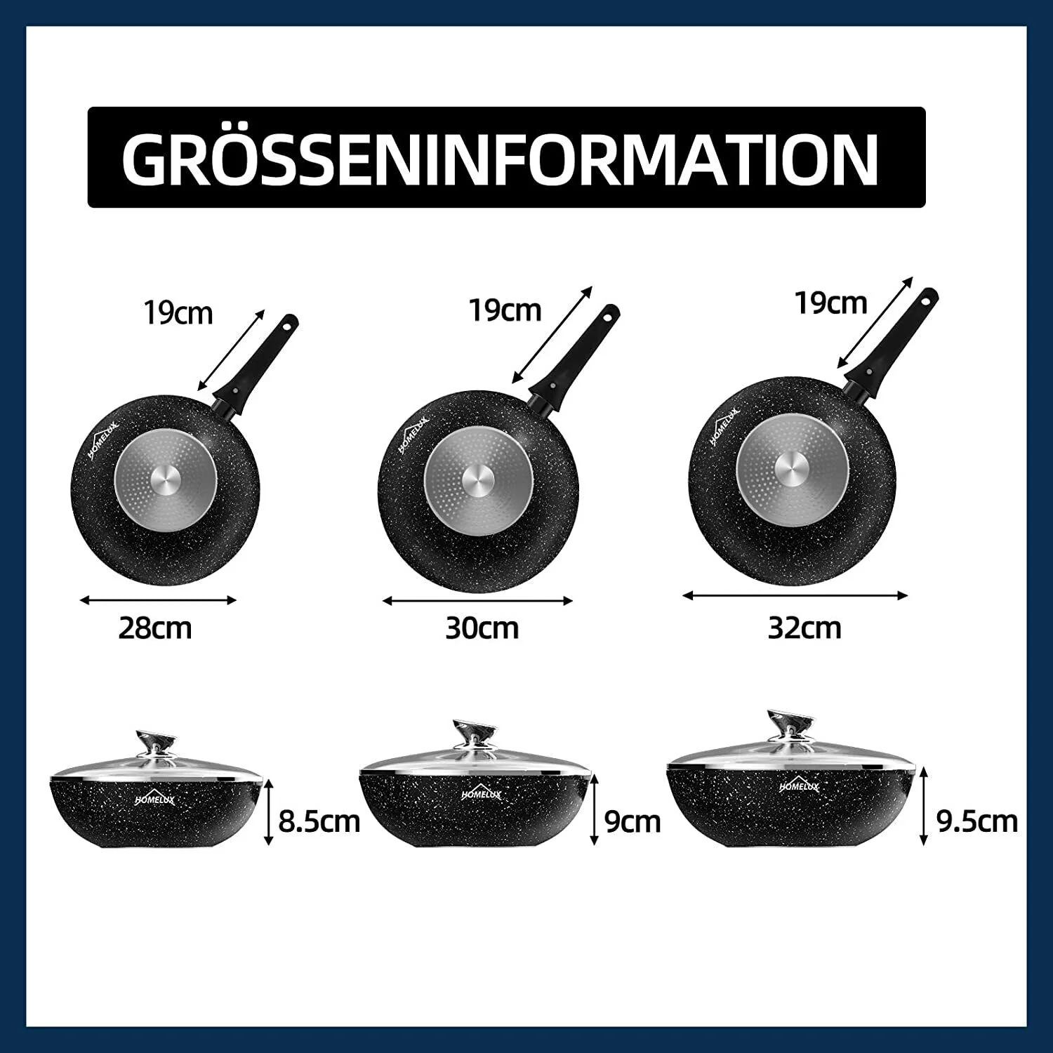 Wok Pfanne Wokpfanne Mit Deckel 28/30/32cm Abnehmbar induktion - Image 5